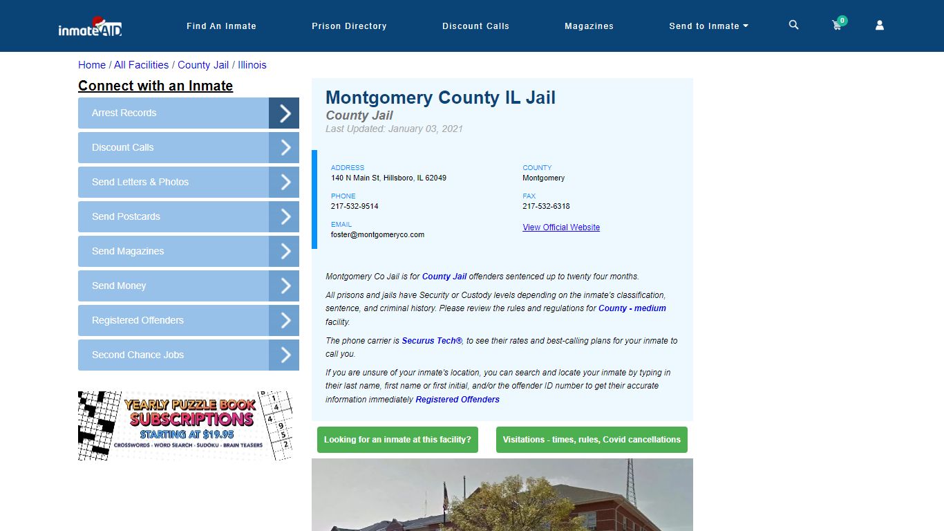 Montgomery County IL Jail - Inmate Locator - Hillsboro, IL
